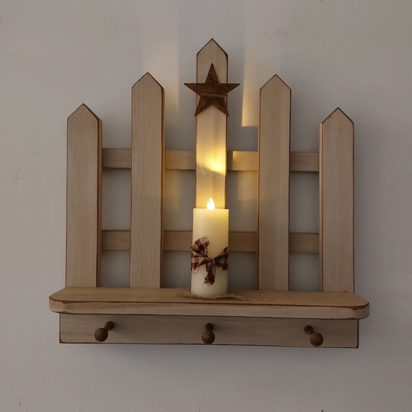 Rustic Wooden Wall Shelf - Picture 1 of 4